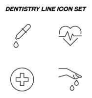 Simple monochrome vector symbols suitable for apps, books, stores, shops etc. Line icons set with signs of dropper, pulse, medical cross, bleeding from finger