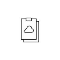 concepto de documento, oficina, contrato y acuerdo. signo de vector monocromo dibujado en estilo plano. icono de línea vectorial de la nube en el portapapeles