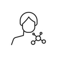Hobby, business, profession of man. Modern vector outline symbol in flat style with black thin line. Monochrome icon of chemical compound by anonymous male