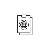 Document, office, contract and agreement concept. Monochrome vector sign drawn in flat style. Vector line icon of earth planet on clipboard