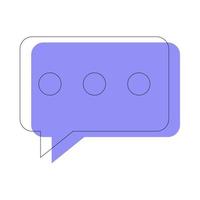 Dialogue and conversation sign. Vivid illustration of dots inside of blue speech bubbles in form of rounded rectangle for web sites, apps, adverts, stores, shops vector