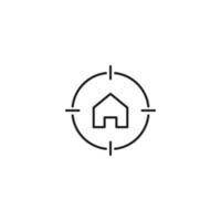 Simple black and white illustration perfect for web sites, advertisement, books, articles, apps. Modern sign and editable stroke. Vector line icon of house inside target
