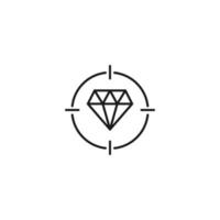 Simple black and white illustration perfect for web sites, advertisement, books, articles, apps. Modern sign and editable stroke. Vector line icon of diamond inside target