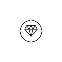 Simple black and white illustration perfect for web sites, advertisement, books, articles, apps. Modern sign and editable stroke. Vector line icon of diamond inside target