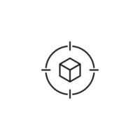 Simple black and white illustration perfect for web sites, advertisement, books, articles, apps. Modern sign and editable stroke. Vector line icon of cube inside target
