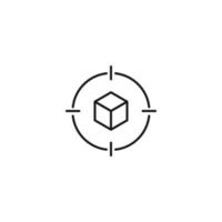 Simple black and white illustration perfect for web sites, advertisement, books, articles, apps. Modern sign and editable stroke. Vector line icon of cube inside target