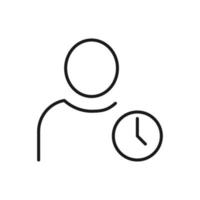 Hobbies, profession and business concept. Minimalistic signs for web sites, adverts, apps, stores. Editable stroke. Vector line icon of clock by faceless person