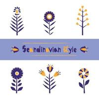 Set Flower pattern in Scandinavian style, stylization of torn paper edge. Beautiful template for decoration design. vector