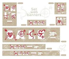 Valentines day sale banners vintage collection vector