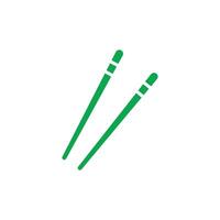 eps10 green vector bamboo chopsticks abstract solid icon isolated on white background. Chinese chopstick pair symbol in a simple flat trendy modern style for your website design, logo, and mobile app