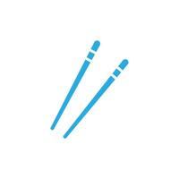 eps10 blue vector bamboo chopsticks abstract solid icon isolated on white background. Chinese chopstick pair symbol in a simple flat trendy modern style for your website design, logo, and mobile app