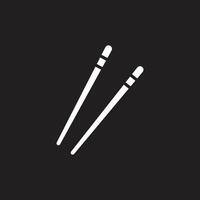 eps10 white vector bamboo chopsticks abstract solid icon isolated on black background. Chinese chopstick pair symbol in a simple flat trendy modern style for your website design, logo, and mobile app