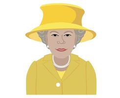 Queen Elizabeth Face Portrait With Yellow Suits British United Kingdom 1926 2022 National Europe Country Vector Illustration Abstract Design