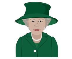 Queen Elizabeth Face Portrait With Green Suits British United Kingdom 1926 2022 National Europe Country Vector Illustration Abstract Design