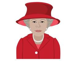 Queen Elizabeth Face Portrait With Red Suits British United Kingdom 1926 2022 National Europe Country Vector Illustration Abstract Design