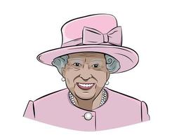 Queen Elizabeth Face Portrait With Pink Suit British United Kingdom National Europe Vector Illustration Abstract Design