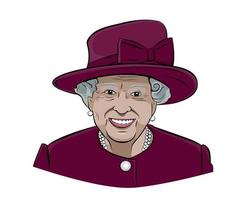 Queen Elizabeth Face Portrait With Maroon Suit British United Kingdom National Europe Country Vector Illustration Abstract Design