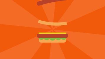estilo plano de animación de hamburguesa video