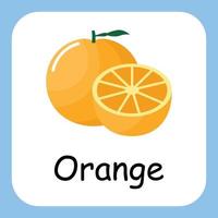 Orange Clip art with text, Flat design. Education for kids. Vector Illustration