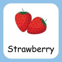 Strawberry Clip art with text, Flat design. Education for kids. Vector Illustration