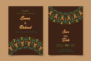 elegante estilo vintage en plantilla de tarjeta de invitación de boda vector