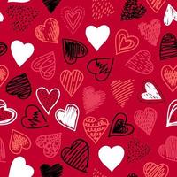 Seamless pattern with valentine hearts, sketch drawing for your design vector