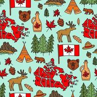 Canada sign and symbol flat icons set in seamless pattern. vector