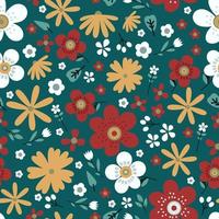 Amazing floral vector seamless pattern of bright colorful vintage flowers
