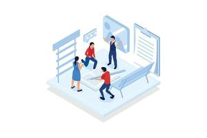 Students project. Creative project presentation, celebrating successful project defense, educational process, sharing idea. isometric vector modern illustration