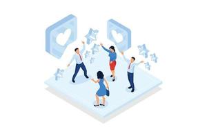 Celebrate business success. Young colleagues drink beer together, celebrate a successful business deal, team building. isometric vector modern illustration