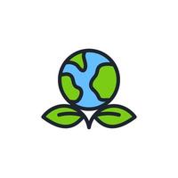 Globe and leaf icon in the concept of Ecology and environmentalism, Vector. vector