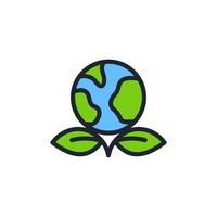 icono de globo y hoja en el concepto de ecología y ambientalismo, vector. vector