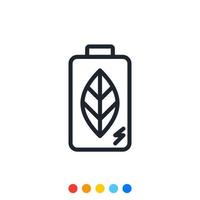 Natural energy battery icon, Vector and Illustration.