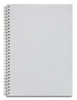 blank white spiral notebook isolated on white photo