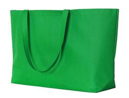 green shopping bag isolated on white with clipping path photo