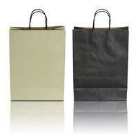 black and brown paper bag on white background photo