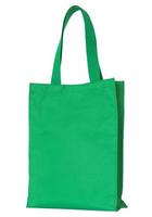 green shopping fabric bag isolated on white with clipping path photo