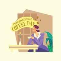 Beautiful Girl With a Cup of Coffee vector