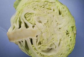 Fresh green cabbage on tabel photo