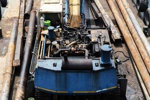 Top view backhoe tractor engine photo