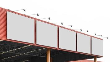 Mock up billboard on orange building on white background photo