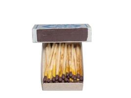 Matchbox on a white background.  matchsticks in the box. photo