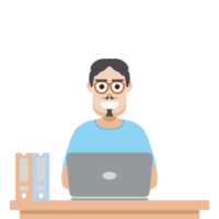 homem usando laptop para trabalhar em casa usa camiseta png