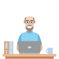 homem usando laptop para trabalhar em casa com capuz png
