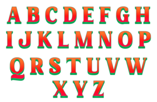 lettres de l'alphabet 3d de couleur orange et verte png