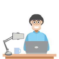 man playing laptop work from home png