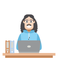 man using laptop for work from home wear hoodie png