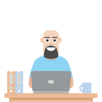 homem usando laptop para trabalhar em casa usa camiseta png