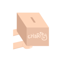 hand holding charity donating box png