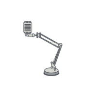 tripod using microphone podcast day setup png